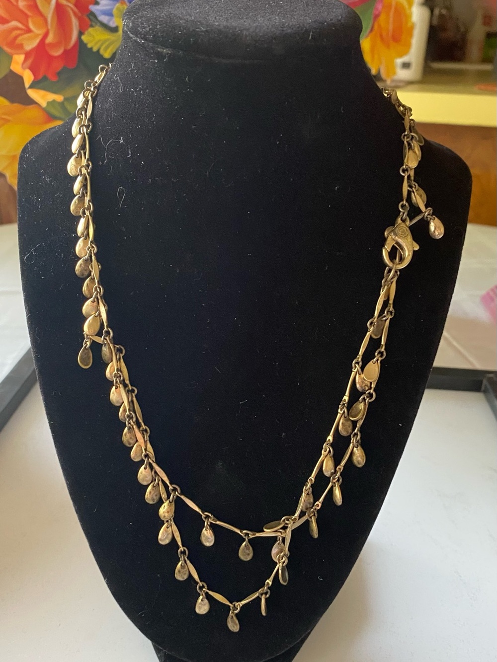 Gold-Tone Teardrop Charm Layered Necklace - Women Jewelry